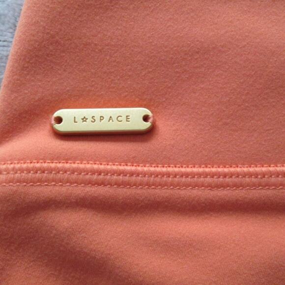 L SPACE Carter High Rise Bike Tangerine Shorts V-front Waistband size Large - Picture 6 of 13